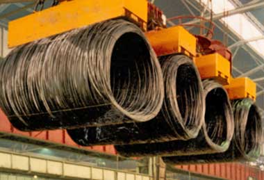 4 rebar coil handling by magnetic lifting crane equipment 4 rebar coil handling by magnetic lifting crane equipment