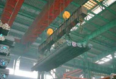 5 bundles of rebar handling overhead lifting equipment 