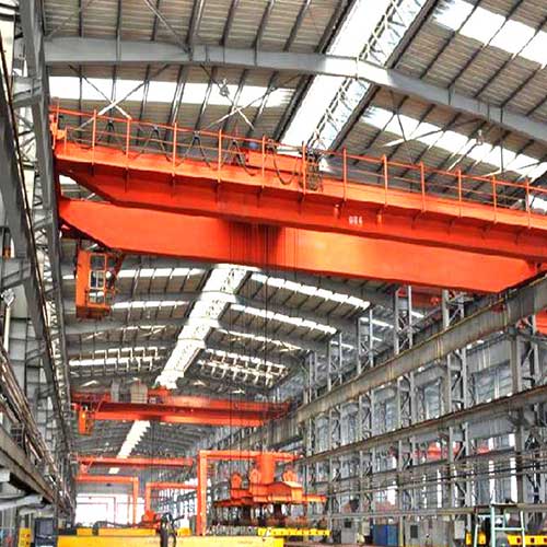 Rotary overhead crane with electro- magnet beam spreader 