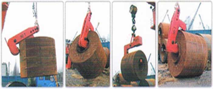 Steel coil lifter for turning vertical steel coil into horizontal position Steel coil lifter for turning vertical steel coil into horizontal position