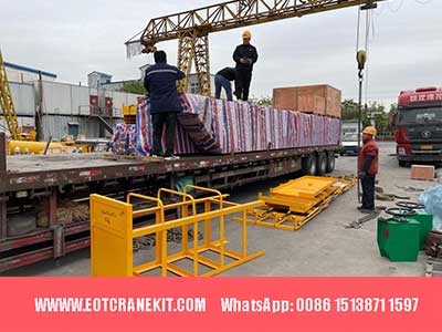 Main parts and components of the 20 ton /5 ton double beam overhead crane for delivery to Saudi Arabia 