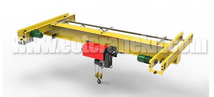 NLX type single girder underslung crane with European style electric wire rope hoist for low headroom workshop from 500kg to 10 ton