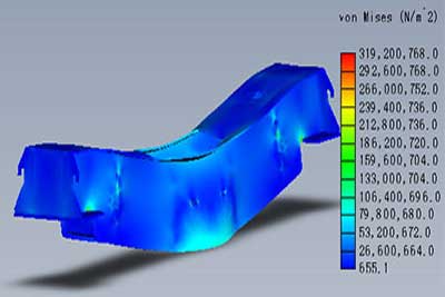 The maximum stress cloud diagram of the connecting beam