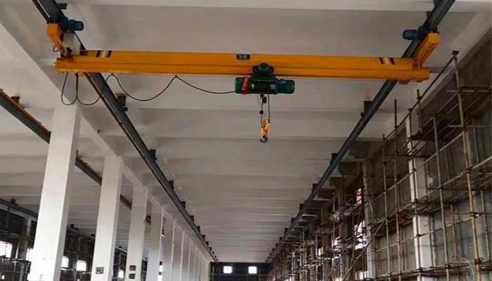 single girder underslung overhead crane installed on the concrete building factory single girder underslung overhead crane installed on the concrete building factory