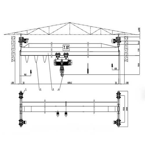 Single Girder Underlung Crane for Sale, 7.5 Ton Overhead Crane