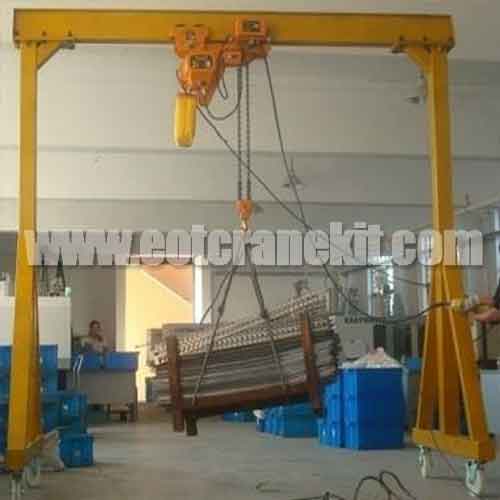 Adjustable Height Gantry Crane with Electric Chain Hoist : Adjustable Height Gantry Crane with Electric Chain Hoist :