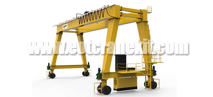 Rubber tyred gantry cranes for Sale, Pendant control and remote control mobile travelling rubber tyred wheels gantry goliath crane , floor operated rubber gantry gantry crane