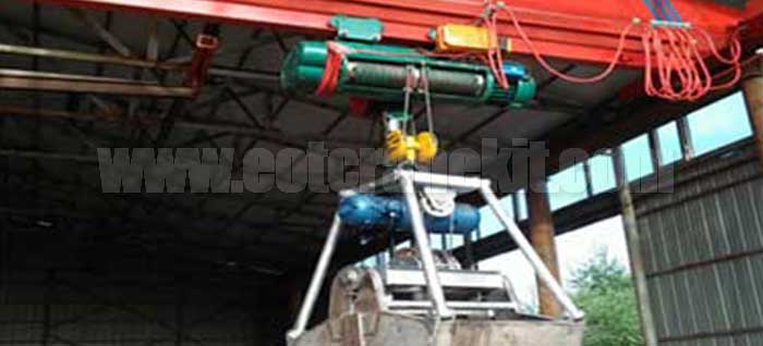 Process Crane, top running single girder crane with grab bucket for sale