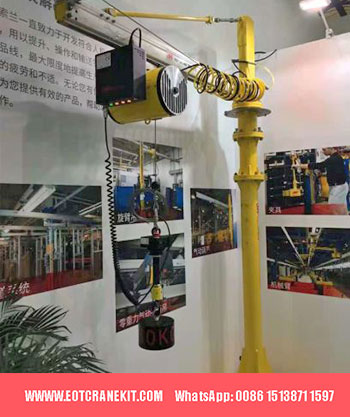 Pneumatic air hoist Jib Crane, free standing jib hoist crane system 