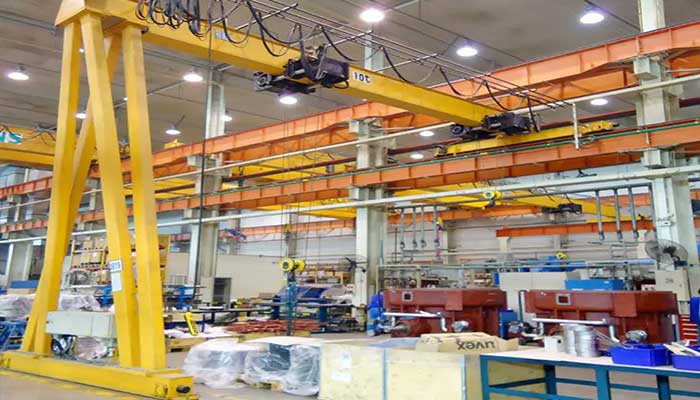Semi gantry crane on tracks for general material handling