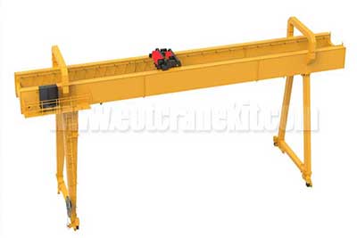 Double girder gantry cranes with intelligent hoists including main hoist and auxialiry 
