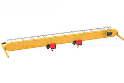 Single girder double hoist overhead crane for tandem operation 