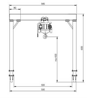 Portable gantry crane with electric chain hoist