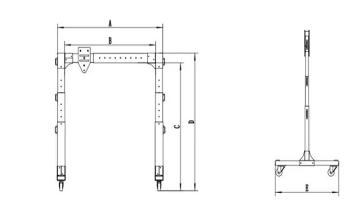 Aluminum portable gantry crane with T frame gantry cranes design drawing Aluminum portable gantry crane with T frame gantry cranes design drawing