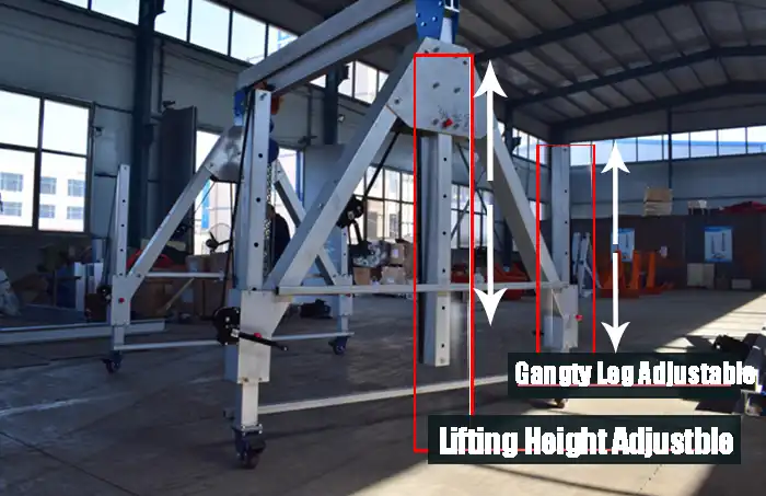 LT3 Dual Stage Height Adjustment Aluminum Gantry Crane: