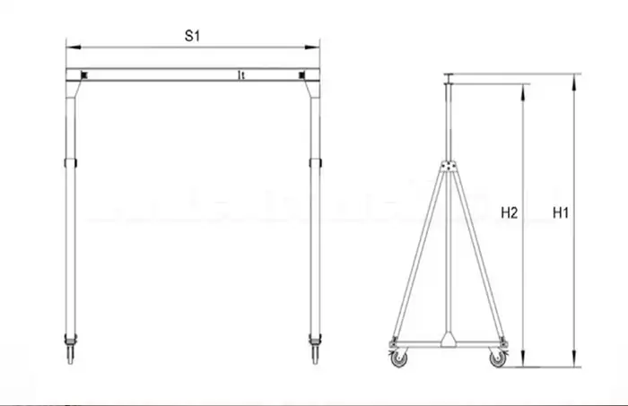 LT1 Height Fixed Aluminum Gantry Cranes Drawing