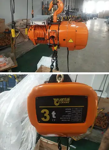 3 Ton-9M Fixed Single-Phase Electric Chain Hoist with Hook Mounted Design for Sale Dominican Republic