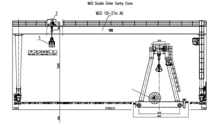 Double girder gantry crane 10 ton design drawing Double girder gantry crane 10 ton design drawing