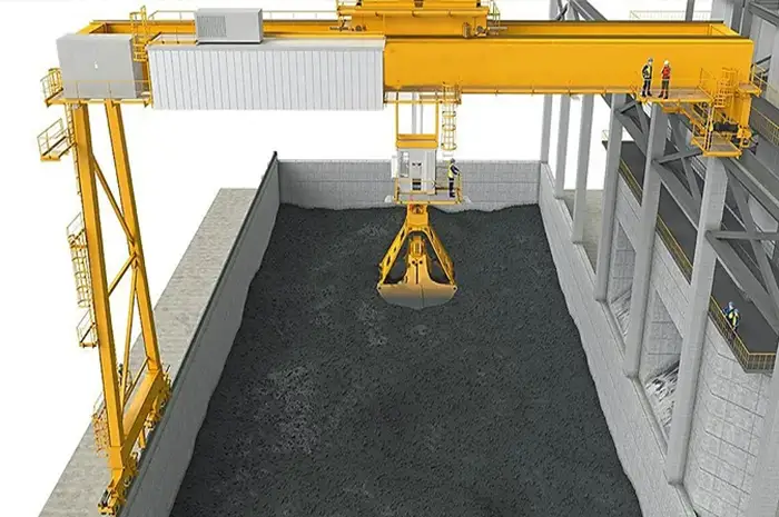 Hazardous Environment Semi Gantry Cranes with Grab Bucket for Sale
