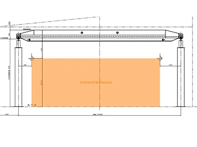 5 Ton Single Girder EOT Crane: Covers a width range of 8300 mm for left and right extreme positions. 5 Ton Single Girder EOT Crane: Covers a width range of 8300 mm for left and right extreme positions.