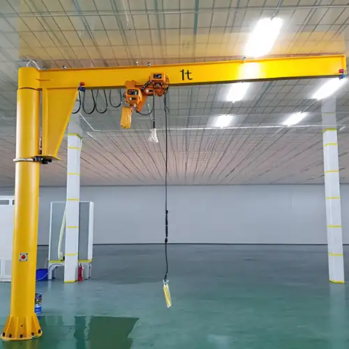 H beam pillar mounted jib crane with low headroom hoist for low built workshop and facility  H beam pillar mounted jib crane with low headroom hoist for low built workshop and facility