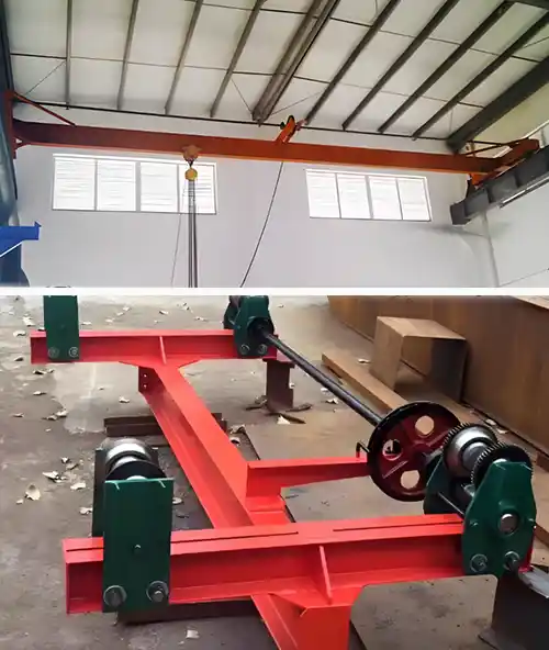 manual overhead crane, single girder design with top and underhung crane design 