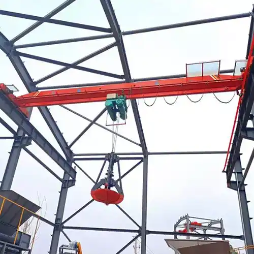 Single girder overhead cranes with grab bucket, customized grab bucket crane