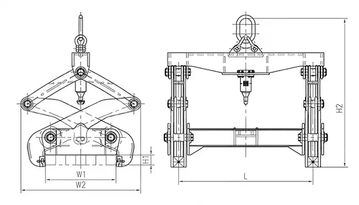 Drawing of billet clamp tong