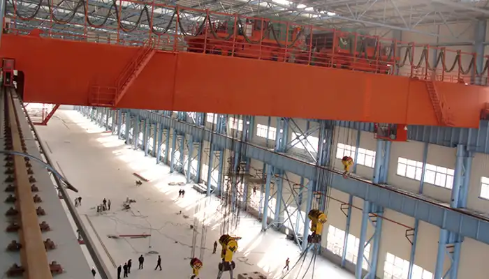double trolley overhead bridge crane for heavy load handling 200 ton + 200 ton 