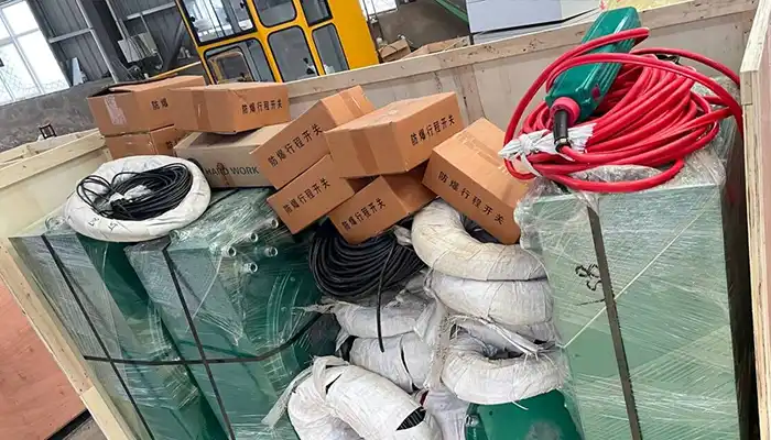 Explosion proof crane parts and components , such as explosion proof pendant control and other electricals, cables, power supply lines, etc. 