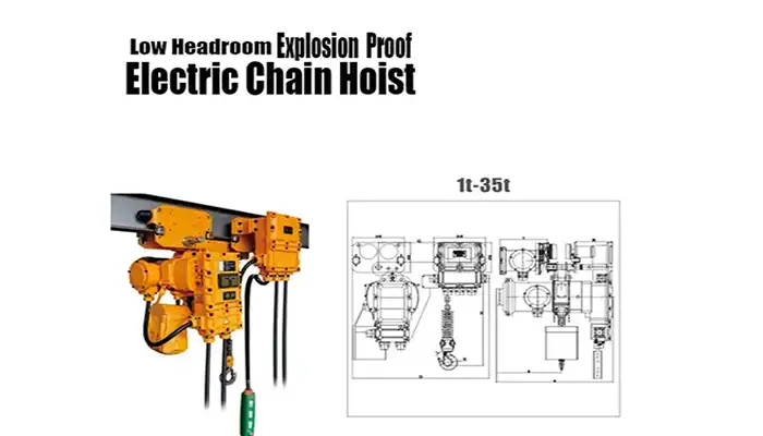 Low headroom explosion proof electric chain hoist 1 ton to 35 ton for hazardrouse explosive environments