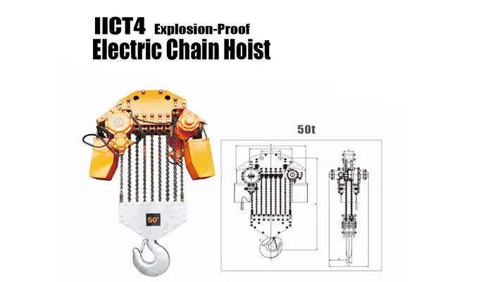 Exlosion proof electric chain hoist 50 ton for IICT 4explosive environments