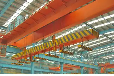 Rotary Overhead Crane with Electro- magnet Beam Spreader