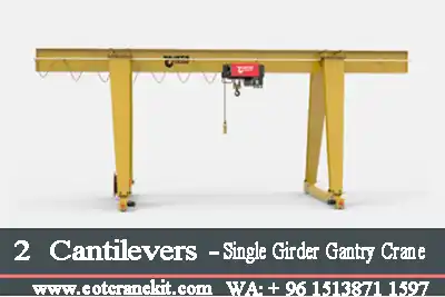 Double cantilever single girder gantry crane for sale 