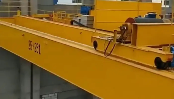 25 ton + 25 ton double trolley overhead crane 50 ton for tandem operation