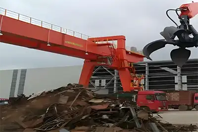 Orange Peel Grab bucket gantry crane for steel scraps and bulk material handling - 
