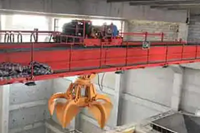 Grab bucket overhead crane - steel scrap handling orange peel grab bucket