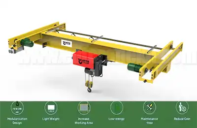 Ceiling mounted 5 ton overhead crane, Euro type, floor space saving solution