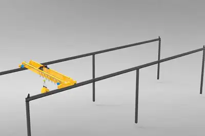 Top running double girder overhead cranes with freestanding crane runway system 