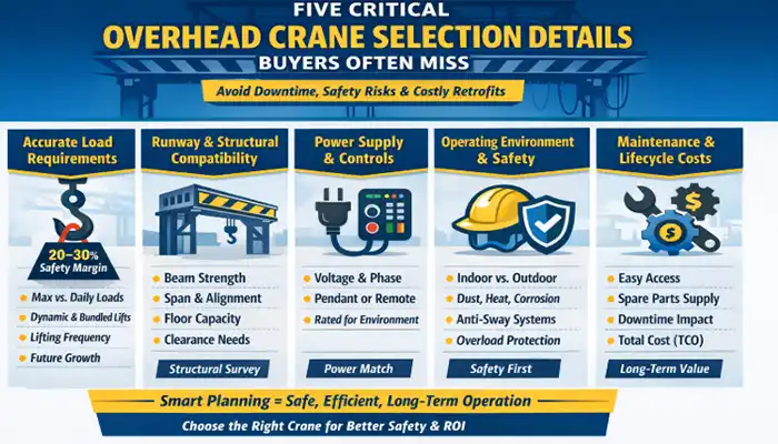  Five Critical Overhead Crane Selection Details Buyers Often Miss