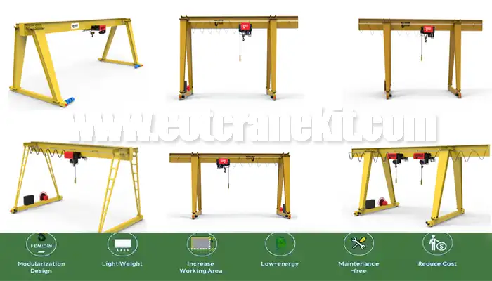 all types of single grider goliath gantry crane for indoor and outdoor industrial sectors for different material handling 