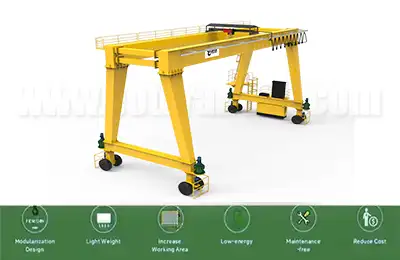 Rubber tyred double girder goliath gantry crane with A-frame gantry structure for mobile heavy lifting operations