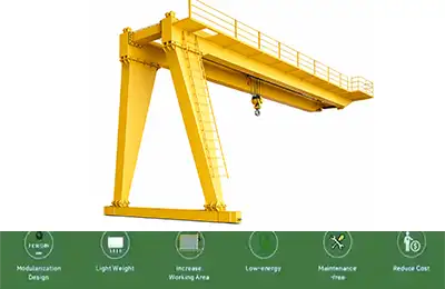 Double girder goliath crane with semi gantry crane design