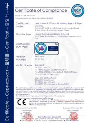 Jib crane CE certificate of Yuantai Crane of Yuantai Crane Manufacturer and Supplier in China