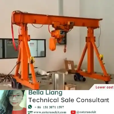  Portable Gantry Crane with Low Headroom Electric Chain Hoist 