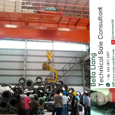 10 Ton Double Girder Overhead Crane for Steel Coil Handling
