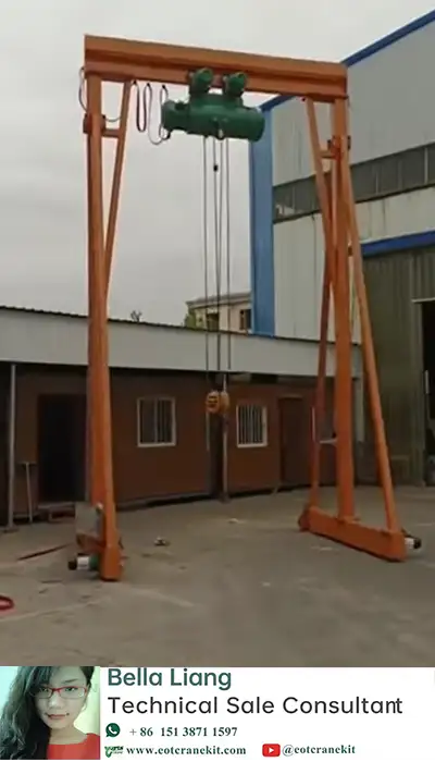 Electric motorized roller travelling gantry cranes