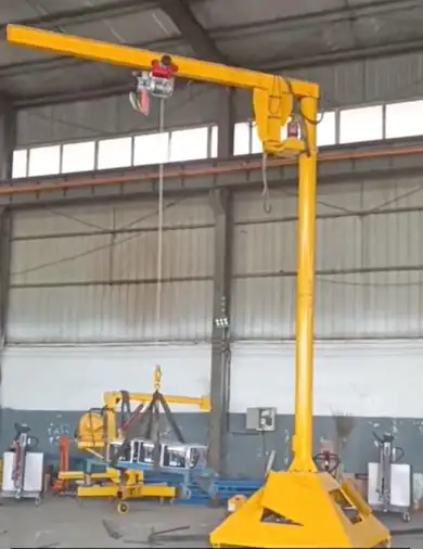 Small portable jib crane on wheels for light duty material handling Small portable jib crane on wheels for light duty material handling