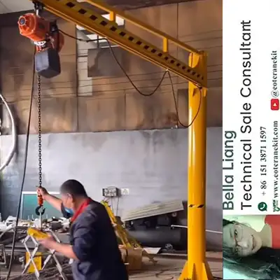 How Does a Manual Rotating Jib Crane with Electric Hoist Work?