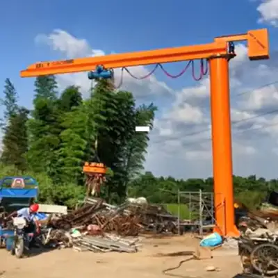 Pillar Mounted Jib Crane with Magnet for Scrap Yard Material Handling